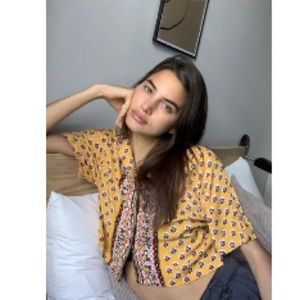 Crop button down shirt